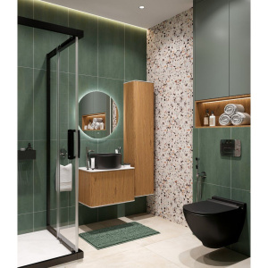 Купить Тумба с раковиной STWORKI Ноттвиль 60 дуб верона, с отверстием под смеситель раковина черная в Москве с доставкой Тумба с раковиной STWORKI Ноттвиль 60 дуб верона, с отверстием под смеситель раковина черная