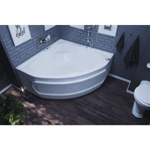 Акриловая ванна Акватек Сириус SIR164-0000002 165x165 см, угловая, вклеенный каркас, с экраном, со сливом-переливом, четверть круга