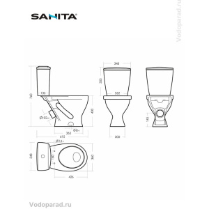 Унитаз-компакт напольный с бачком и сиденьем микролифт Sanita Идеал WC.CC/Ideal/2-DM/WHT.G/S1