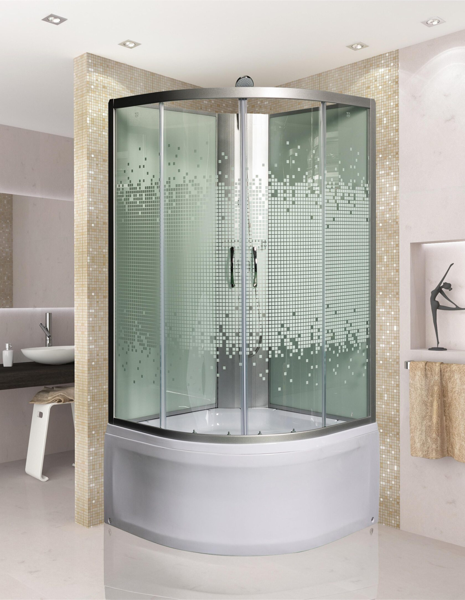 Душевая кабина с поддоном Полукруг МОНОМАХ Б/К 100/44 C МЗ (10000005788)