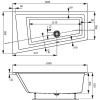 Акриловая ванна Vagnerplast Cavallo offset L 160x90 см, угловая, с каркасом, асимметричная