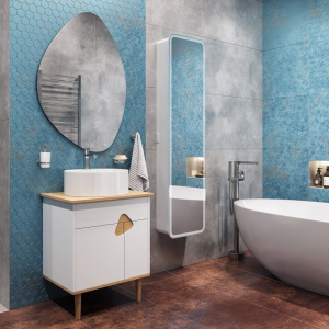 Мебель для ванной VOQ Sense 60, ultra white&natural oak