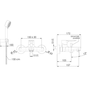 Смеситель для ванны с душем Remer Winner W02