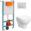 Комплект VitrA Zentrum L-box 9012B003-7206 подвесной унитаз безободковый, с микролифтом + инсталляция + кнопка