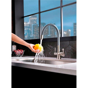 Смеситель для кухни Lemark Comfort LM3075BN с гибким изливом, никель, серый