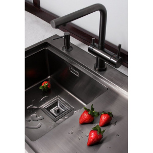 Комплект Смеситель Omoikiri Nagano PVD-GM вороненая сталь + Фильтр Pure Drop Lite