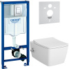 Комплект Унитаз подвесной VitrA Metropole 7672B003-1684 с функцией биде + Крышка 122-003-009 с микролифтом, белая + Инсталляция Grohe Rapid SL 38772001 3 в 1 с кнопкой смыва + Шумоизоляция