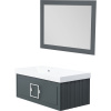 Тумба с раковиной La Fenice Cubo 90 L серая, ручка белая