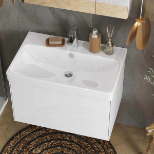 Тумба с раковиной Aquaton Асти 70 1A2630K0AX2B0 белый глянец, белая матовая