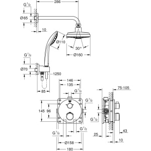Душевой комплект Grohe Grohtherm 34735000 С ВНУТРЕННЕЙ ЧАСТЬЮ, с термостатом