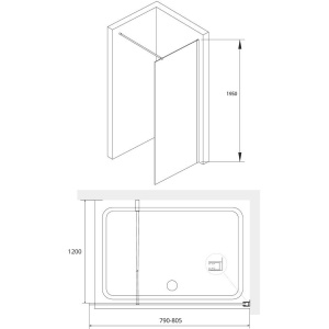 Душевая перегородка RGW Walk In WA-002 80x200, стекло прозрачное