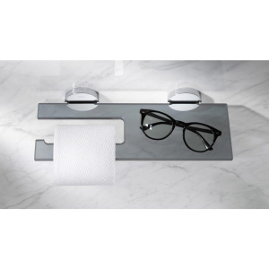 Держатель туалетной бумаги Keuco Edition 90 19073 дымчатое стекло, с полкой для телефона