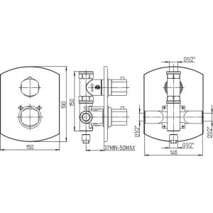 Термостатический смеситель Paini Ovo 86CR690TH С ВНУТРЕННЕЙ ЧАСТЬЮ, для душа
