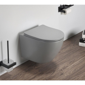 Унитаз подвесной SantiLine SL-5005MG с микролифтом, серый матовый