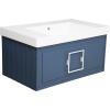Мебель для ванной La Fenice Cubo 80 синяя, ручка белая