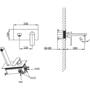 Смеситель для раковины Vincea Esse VBFW-1E1MB С ВНУТРЕННЕЙ ЧАСТЬЮ, черный матовый