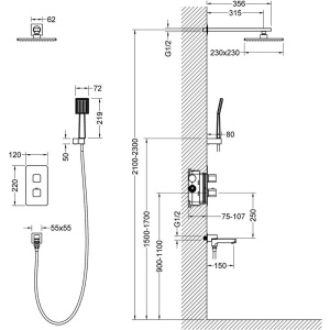 Душевой комплект Timo Petruma SX-5049/17SM С ВНУТРЕННЕЙ ЧАСТЬЮ