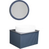 Мебель для ванной La Fenice Terra 60 синяя, черная столешница, матовая раковина