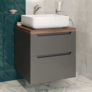 Купить Тумба с раковиной STWORKI Берген 60, серая со светлой столешницей, Soul 1 в Москве с доставкой Тумба с раковиной STWORKI Берген 60, серая со светлой столешницей, Soul 1