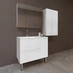 Купить Тумба с раковиной Style Line Альба 90 Люкс L, с бельевой корзиной в Москве с доставкой Тумба с раковиной Style Line Альба 90 Люкс L, с бельевой корзиной