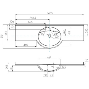 Раковина подвесная Aquaton Отель 150 1A70133NOT010 белая