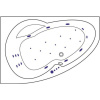 Акриловая ванна Excellent Newa WAEX.NEL16.ULTRA L 160x95 см, угловая, с гидромассажем, с каркасом, со сливом-переливом, асимметричная