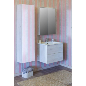 Купить Шкаф-пенал с зеркалом Sanflor Чикаго L, дуб крафт белый в Москве с доставкой Шкаф-пенал с зеркалом Sanflor Чикаго L, дуб крафт белый