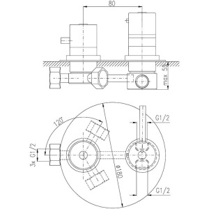 Термостатический смеситель Rav Slezak Termo DT387 С ВНУТРЕННЕЙ ЧАСТЬЮ, для ванны с душем