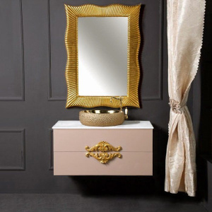 Тумба с раковиной Armadi Art NeoArt 100 капучино с ручками золото