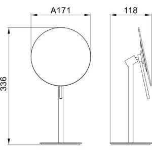 Косметическое зеркало Java S-M111H без подсветки, поворотное, черное