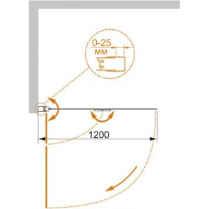 Шторка на ванну Cezares Eco O-V-21-120/140-C-Cr стекло прозрачное