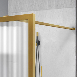 Купить Душевая перегородка Vincea Walk-in HP Art VSW-1HP800FLBG 80 см, профиль брашированное золото, стекло рифленое в Москве с доставкой Душевая перегородка Vincea Walk-in HP Art VSW-1HP800FLBG 80 см, профиль брашированное золото, стекло рифленое