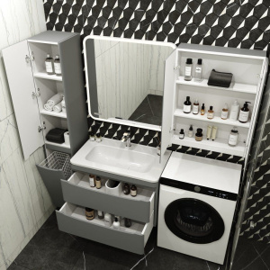 Купить Тумба с раковиной Style Line Бергамо Мини 80 Люкс Plus подвесная, антискрейтч серая в Москве с доставкой Тумба с раковиной Style Line Бергамо Мини 80 Люкс Plus подвесная, антискрейтч серая