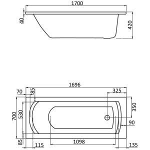 Акриловая ванна Santek Монако 170x70 1.WH11.1.979 белая