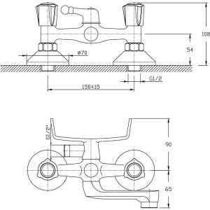 Смеситель для ванны с душем Rush Pioneer PI7950-44