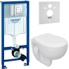 Комплект Унитаз подвесной Seramiksan Natura + Крышка + Инсталляция Grohe Rapid SL 38772001 3 в 1 с кнопкой смыва + Шумоизоляция