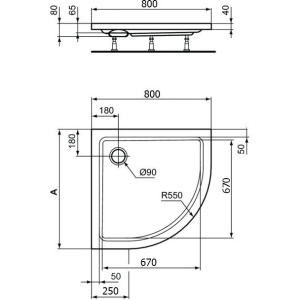 Поддон для душа Ideal Standard Hotline 80x80 сегментный с сифоном