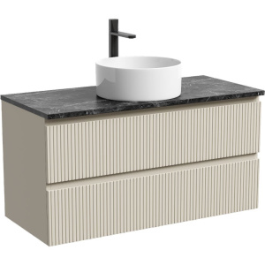 Купить Тумба с раковиной Sancos Snob T 100 см, beige soft, столешница черный мрамор, раковина CN6032 в Москве с доставкой Тумба с раковиной Sancos Snob T 100 см, beige soft, столешница черный мрамор, раковина CN6032