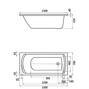 Акриловая ванна Santek Монако 150x70 1.WH11.1.976 белая