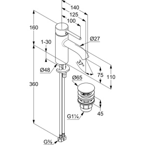 Купить Смеситель для раковины Kludi Bozz 382663976 черный в Москве с доставкой Смеситель для раковины Kludi Bozz 382663976 черный