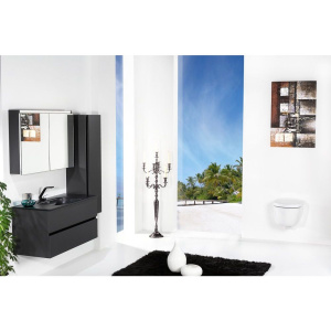 Мебель для ванной Armadi Art Vallessi 100 антрацит матовая, с черной раковиной