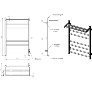 Купить Полотенцесушитель электрический Двин Fs plaza neo 80х50, черный матовый, с полкой в Москве с доставкой Полотенцесушитель электрический Двин Fs plaza neo 80х50, черный матовый, с полкой