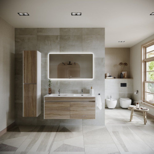 Тумба с раковиной Sancos Smart 120 см двойная, дуб бардолино