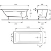 Чугунная ванна Jacob Delafon Parallel 170x70 см, с ножками P