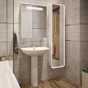 Купить Комплект Раковина DIWO Муром + Сифон Wirquin Минор с отводом для стиральной машины + Пьедестал полукруг 0200 + Зеркало Коломна 60 см, навесное, прямоугольное, с подсветкой, белое в Москве с доставкой Комплект Раковина DIWO Муром + Сифон Wirquin Минор с отводом для стиральной машины + Пьедестал полукруг 0200 + Зеркало Коломна 60 см, навесное, прямоугольное, с подсветкой, белое