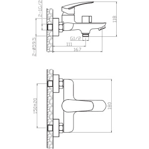 Смеситель для ванны с душем Elghansa Wieden New 2372909