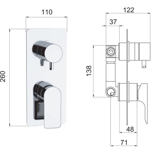 Смеситель для ванны с душем Remer Infinity I92 С ВНУТРЕННЕЙ ЧАСТЬЮ