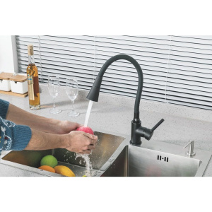Смеситель для кухни Frap H44 F4044-6 с гибким изливом, черный