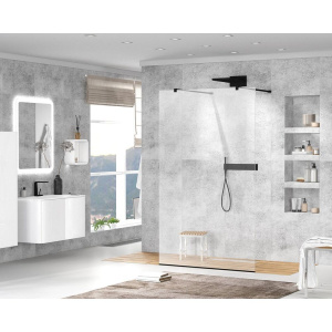 Душевая перегородка Cezares Liberta -L-2-130-120-C-NERO профиль черный, стекло прозрачное