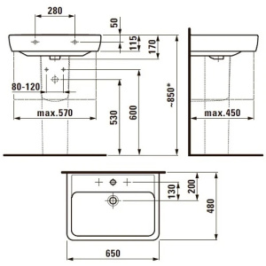 Раковина подвесная Laufen PRO 65 8.1895.3.000.104.1 белая